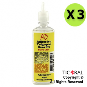 ADHESIVO AD 01 TELGOPOR-GOMA EVA 40ML X 3 UNIDADES